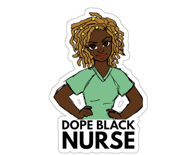 Black African American Locs Nurse Kiss-Cut Stickers