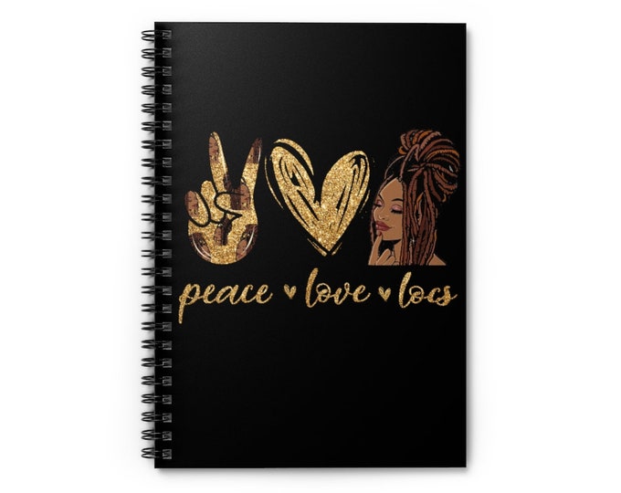 Black African American Woman Locs Dreadlocks Natural Hair Spiral Notebook - Ruled Line