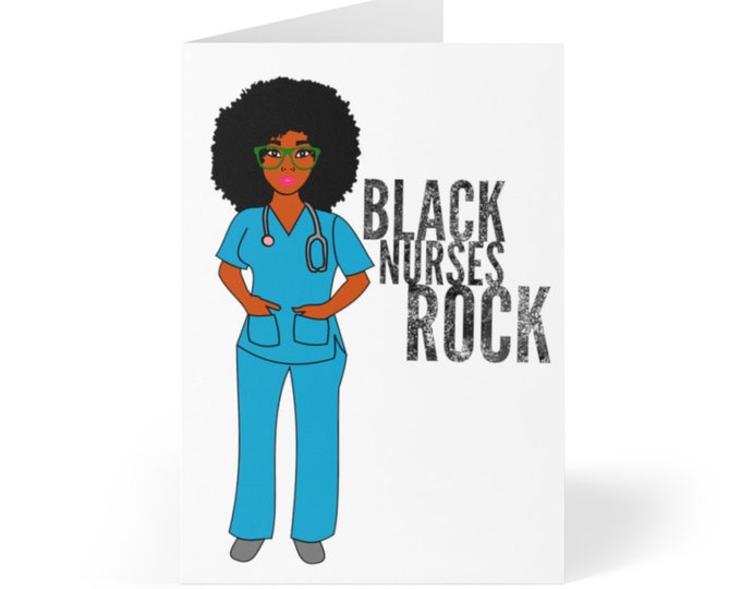 Black African American Nurse Greeting Cards (8 pcs)