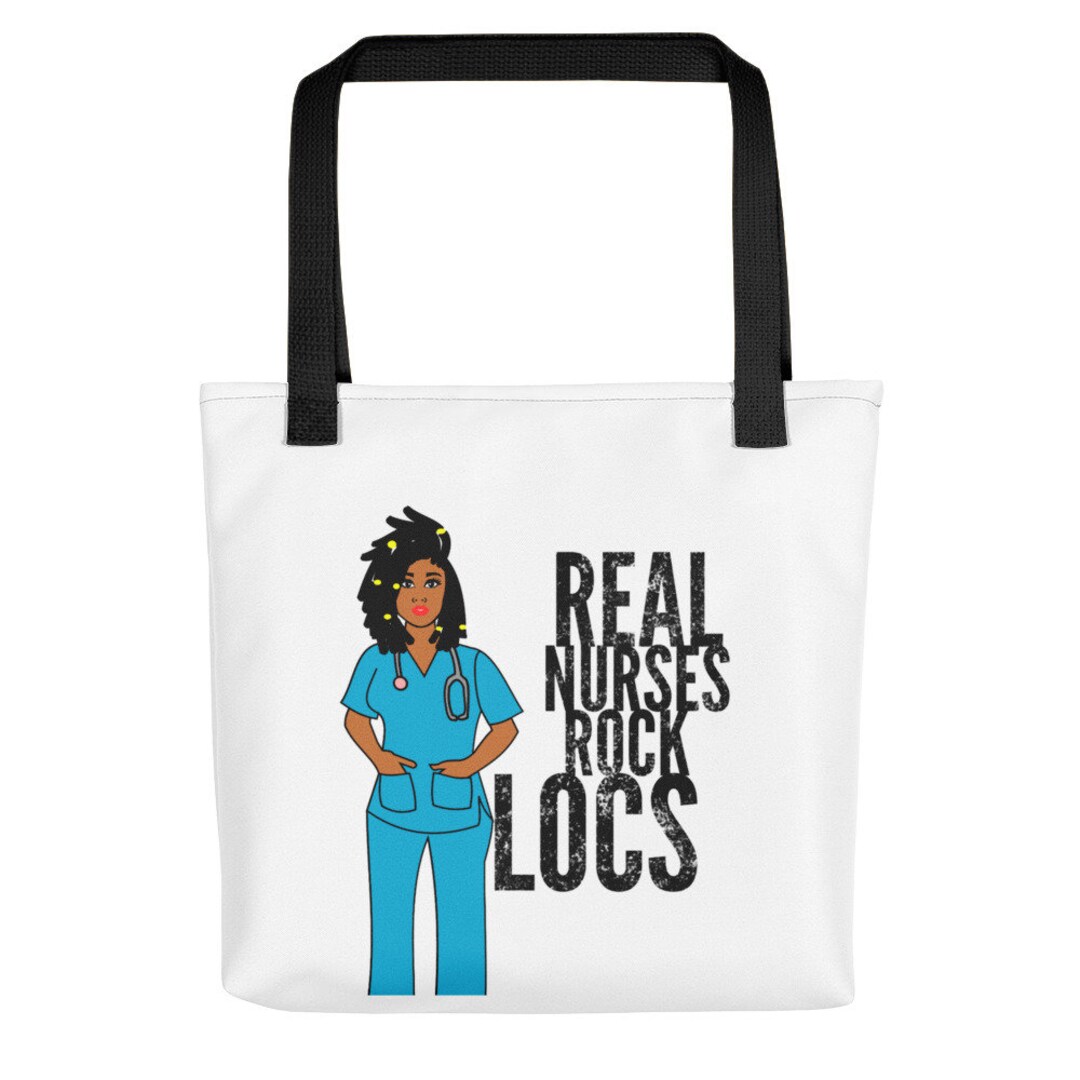 Black African American Nurse Natural Hair Locs Dreadlocks Tote Bag -   Canada