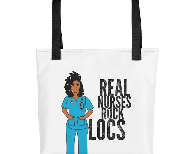 Black  African American Nurse Natural Hair Locs Dreadlocks Tote bag