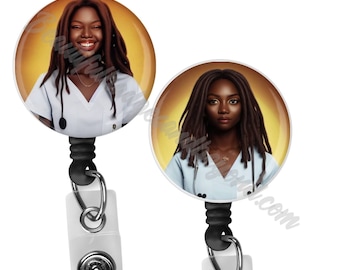 Black, African  American Nurse, woman, Natural Hair, Locs retractable reel