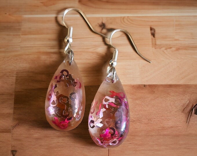 Breast  Cancer Awareness Ribbon Earrings