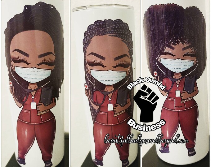 Black African American Nurse Tumbler