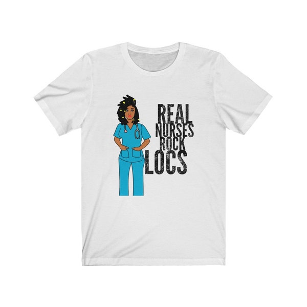 African American Nurse Natural Hair Locs Dreadlocks Unisex Jersey Short Sleeve Tee