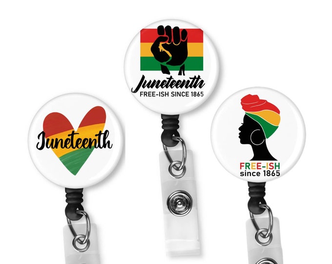 Juneteeth Black, African  American, Nurse, Natural Hair, Locs, Scrubs, Retractable Badge Holder, Black History Month