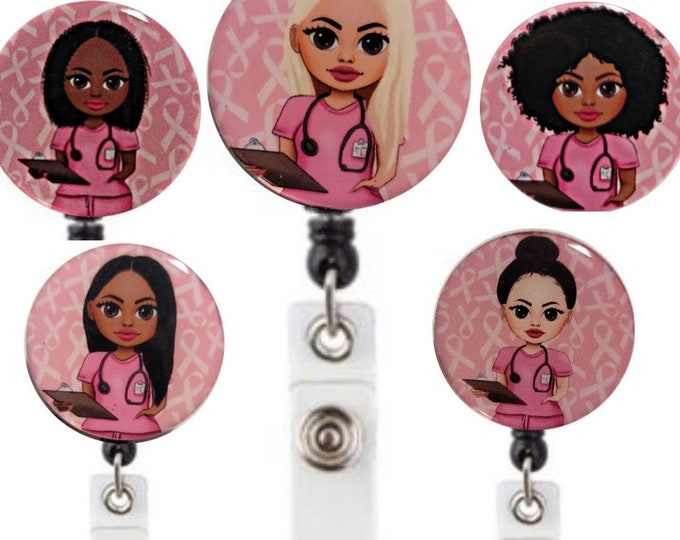 Breast Cancer Awareness Ribbon badge reel