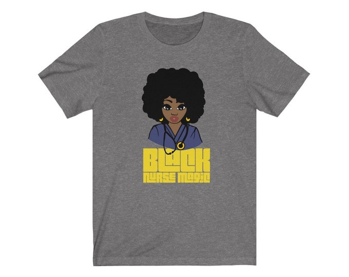 Black African American Nurse Unisex Jersey Short Sleeve Tee