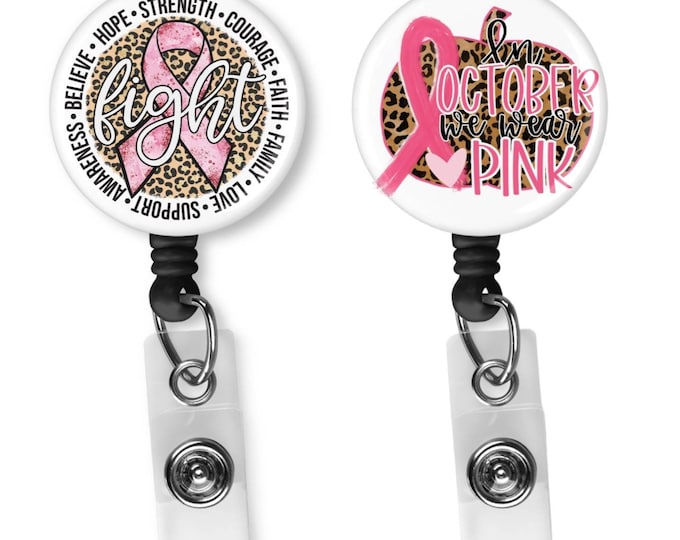 Breast Cancer Awareness Ribbon badge reel