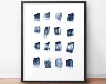 PRINTABLE ART Blue Slab Strokes, Brush Print, Abstract Art, Digital Art, Minimalist Print, Brush Stroke Art, Home Decor, Brush Stroke Art