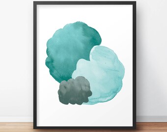 PRINTABLE ART Blue Hues Abstract, Abstract Art, Instant Download, Digital Print, Watercolor, Modern Home Decor, Gift for Friend