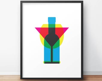 Printable Art, Alcohol CMYK, Graphic Print, Wine Print, Beer Print, Cocktail Print, Kitchen Art, Kitchen Print, Wall Decor, Digital Art