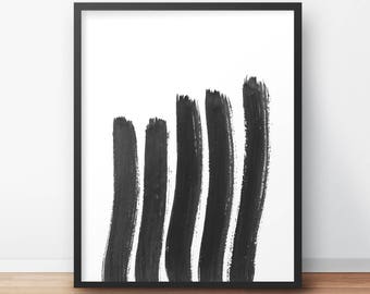 Brush Print - Abstract Art - Digital Art - Printable - Minimalist Print - Black & White - Brush Stroke Art - Home Decor - Brush Stroke Art