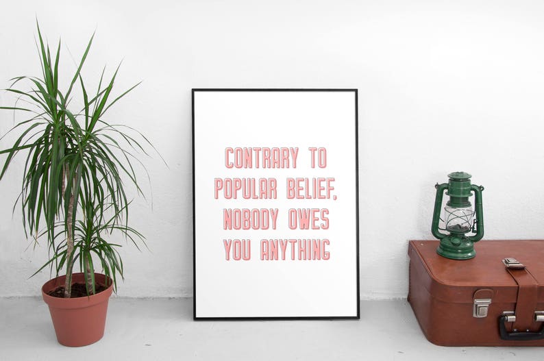 PRINTABLE ART, Contrary to Popular Belief, Typography Print, Quote ...