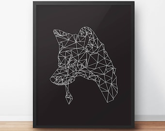 Printable Art, Geometric Fox, Geometric Wolf, Low Poly Print, Modern Print, Triangle Print, Low Poly Art, Animal Print, Bold Art, Simple