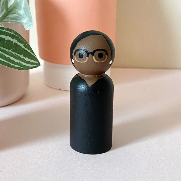 Ketanji Brown Jackson SCOTUS Hand Painted Wooden Peg Doll Supreme Court Justice Political Figurine Feminist Decor Gift Nonbinary Men Women