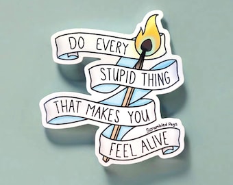 Do Every Stupid Thing That Makes You Feel Alive Vinyl Sticker Mountain Goats Quote Inspirational Water Bottle Gift for Nonbinary Men Women