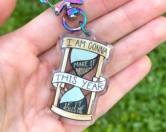 This Year Acrylic Charm Keychain Subtle Accessory for Keys Bags Gift for Nonbinary, Men, Women Gift for Friend Music Lover Mountain Goats