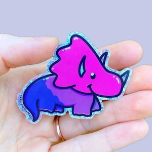 Adesivo impermeabile Bi-ceratops Bisexual Pride Adesivo per il mese dell&#39;orgoglio LGBTQ Bandiera dell&#39;orgoglio rosa, viola e blu Regalo per non binari, uomini e donne