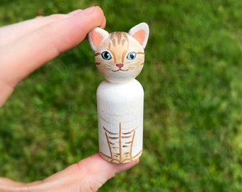 CUSTOM Cat Peg Doll - Pet Lover Portrait Memorial Pet Loss Rainbow Bridge Personalized Furbaby Kitten Kitty Meow Home Decor Gift