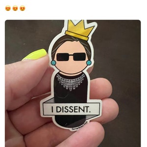 Ruth Bader Ginsburg I Dissent Notorious RBG Waterproof Sticker Laptop Sticker Feminist Gifts for Women Girls Nonbinary Decal Memorial SCOTUS image 6