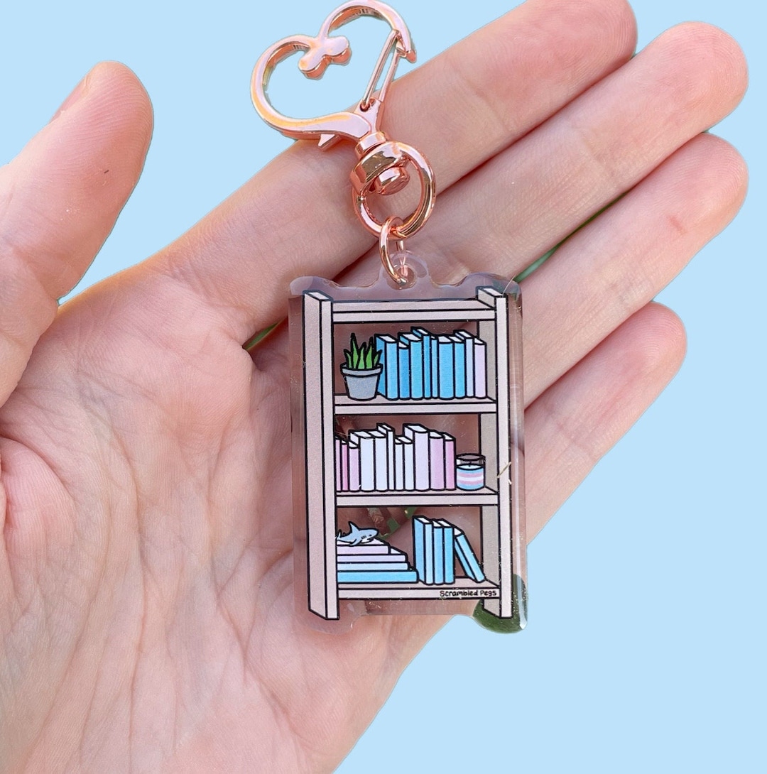 LGBTQ Trans Transgender Pride Bookshelf Acrylic Charm Keychain Subtle ...