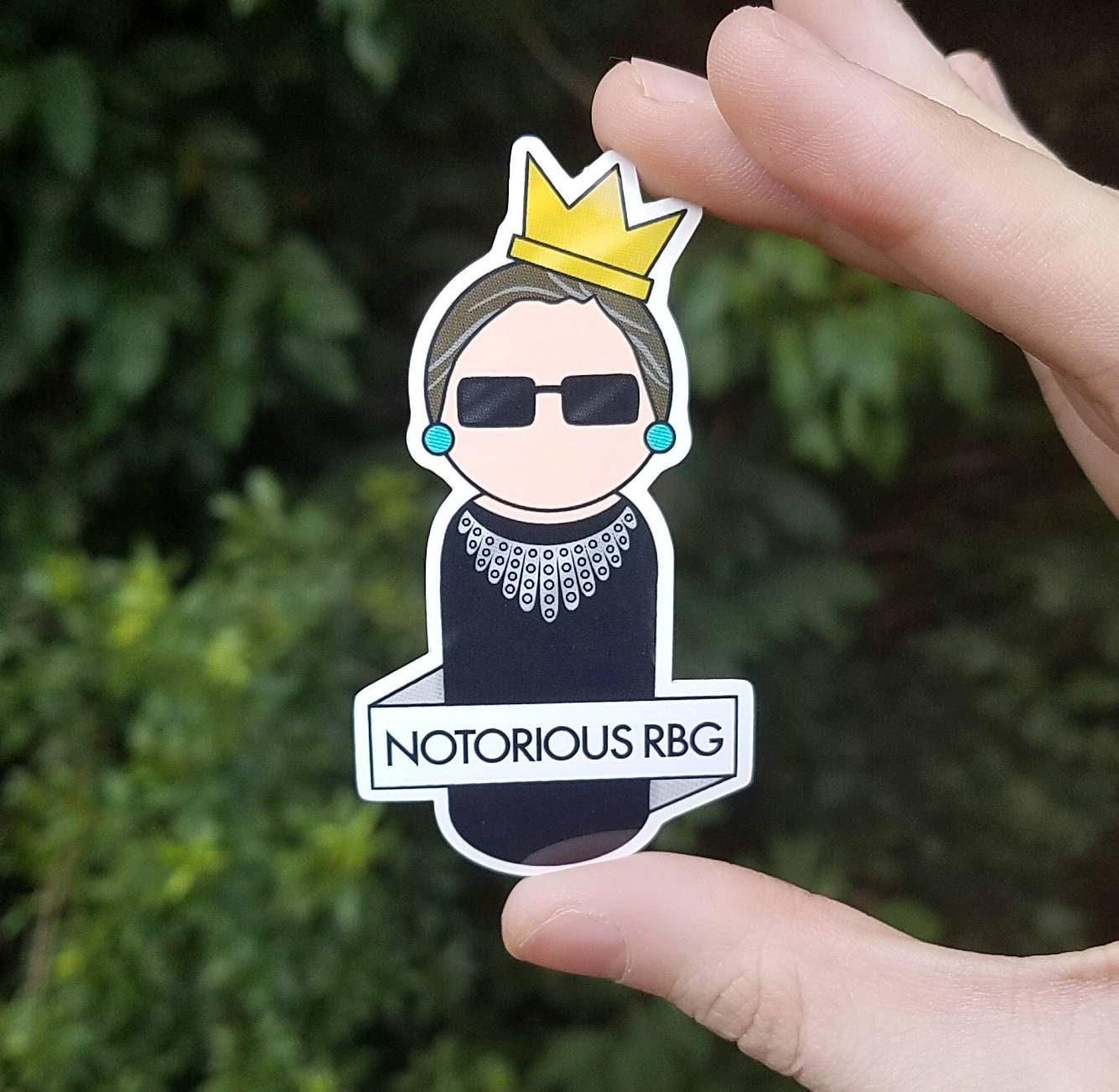 Ruth Bader Ginsburg Notorious RBG Waterproof Sticker Peg Doll Art Lap…