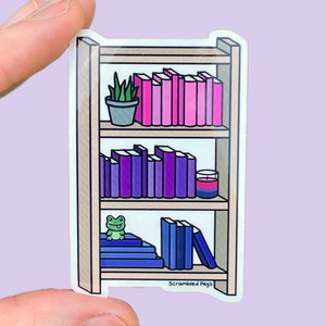 Bisexual Pride Bookshelf Sticker Waterproof Dishwasher Safe Bi Subtle Pride Gift Water Bottle Laptop Decal