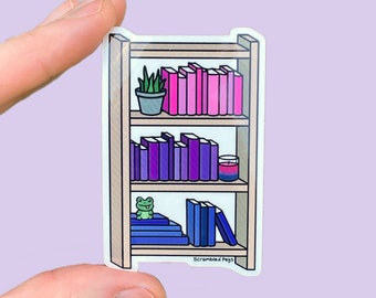 Bisexual Pride Bookshelf Sticker Waterproof Dishwasher Safe Bi Subtle Pride Gift Water Bottle Laptop Decal