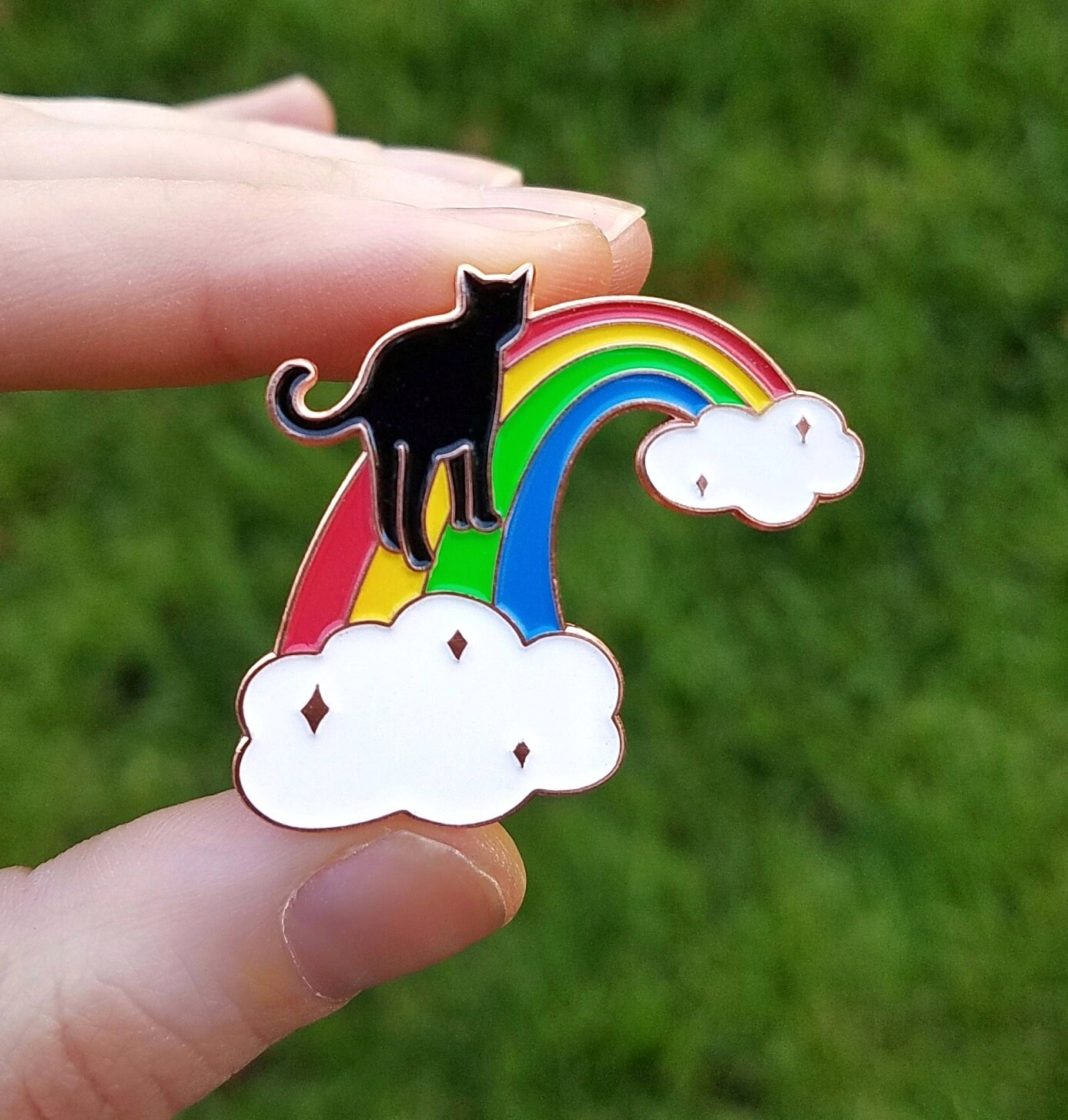 Rainbow Bridge Enamel Pin - Cat Pet Loss - Stocking Stuffer Pet Lover…