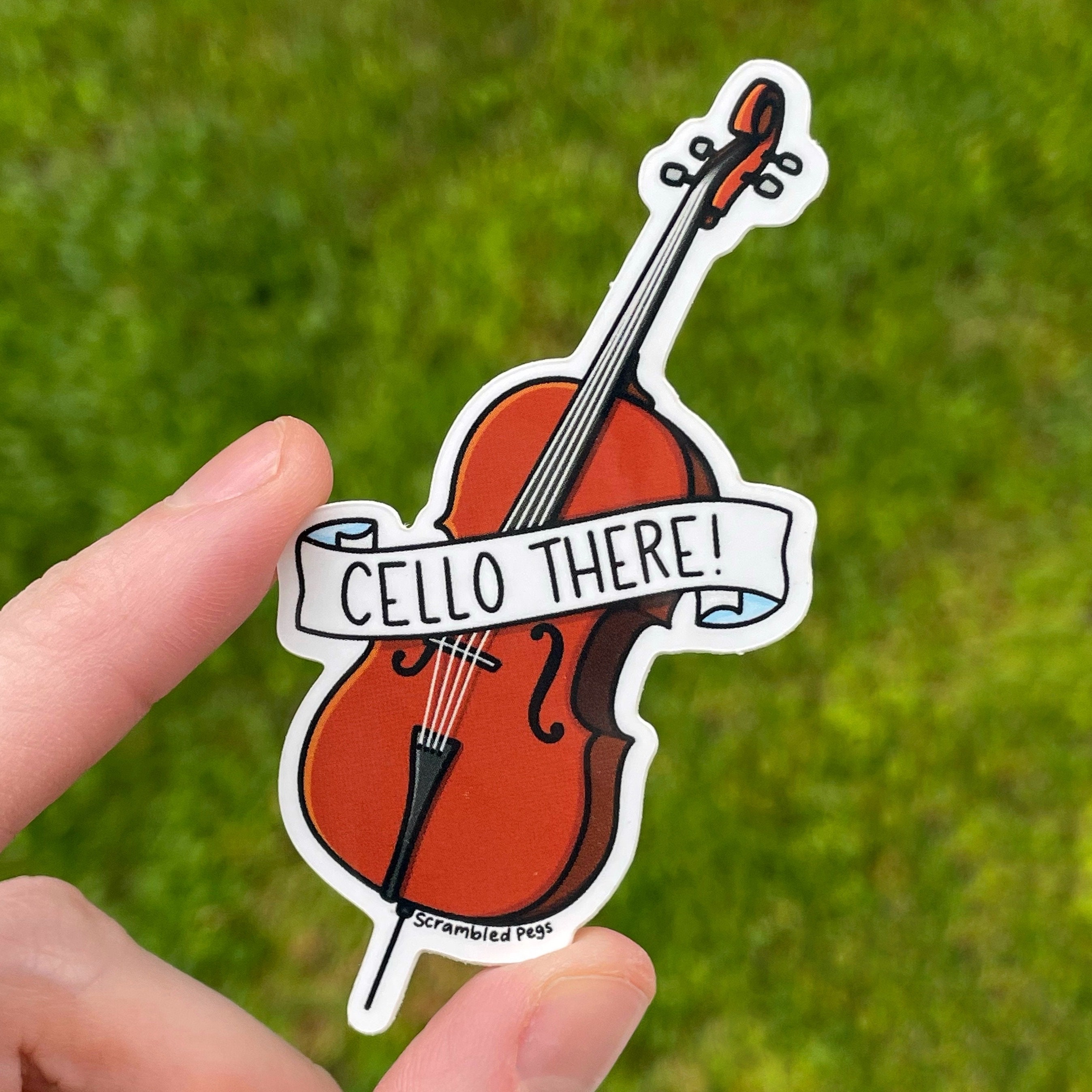 Cello There Waterproof Sticker Orchestra Concert Band Kid Pun