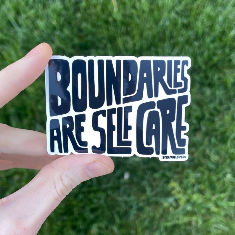Boundaries are Self Care Motivational Sticker Waterproof Laptop Decal Gift for Nonbinary, Men, Women image 3
