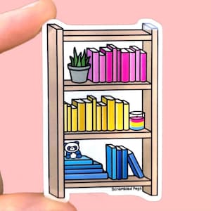 Pansexual Pride Bookshelf Pan Sticker Waterproof Dishwasher Safe Subtle Pride Gift Water Bottle Laptop Decal