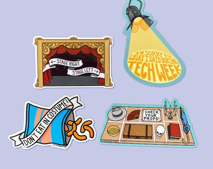 Theatre Sticker Pack Bundle - Theater Kid Tech Week Gift Costume Props Acting Opening Night Gift Break A Leg Present for Cast Friend