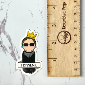 Ruth Bader Ginsburg I Dissent Notorious RBG Waterproof Sticker Laptop Sticker Feminist Gifts for Women Girls Nonbinary Decal Memorial SCOTUS image 7