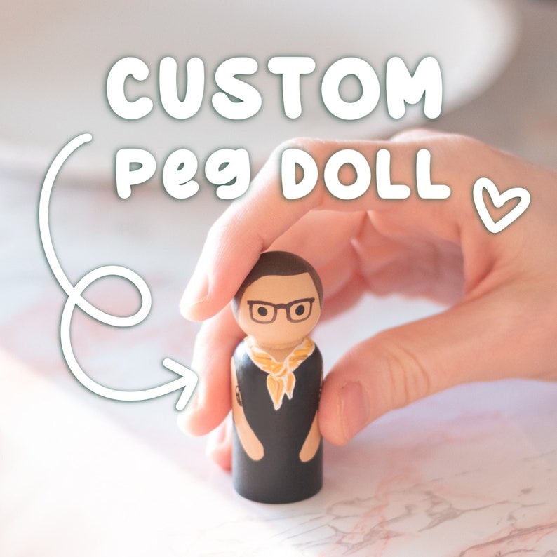 CUSTOM Peg Doll Request Any Person Hand Painted Wooden Figurine Gift for Nonbinary, Men, Women image 1