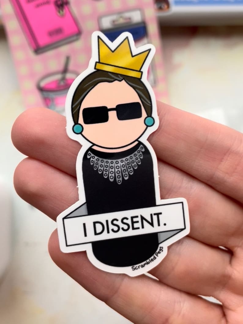 Ruth Bader Ginsburg I Dissent Notorious RBG Waterproof Sticker Laptop Sticker Feminist Gifts for Women Girls Nonbinary Decal Memorial SCOTUS image 3