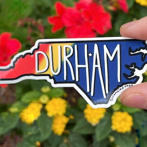 Durham Carolina del Norte Holográfica impermeable pegatina portátil pegatina mapa estrella triángulo NC calcomanía regalo no binario, hombres, mujeres lavavajillas seguro