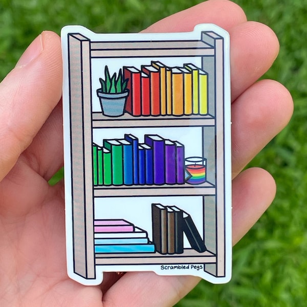 Progress Pride Bookshelf Sticker Waterproof Dishwasher Safe Subtle Pride Gift Water Bottle Laptop Decal