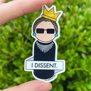 Ruth Bader Ginsburg I Dissent Notorious RBG Waterproof Sticker Laptop Sticker Feminist Gifts for Women Girls Nonbinary Decal Memorial SCOTUS image 1