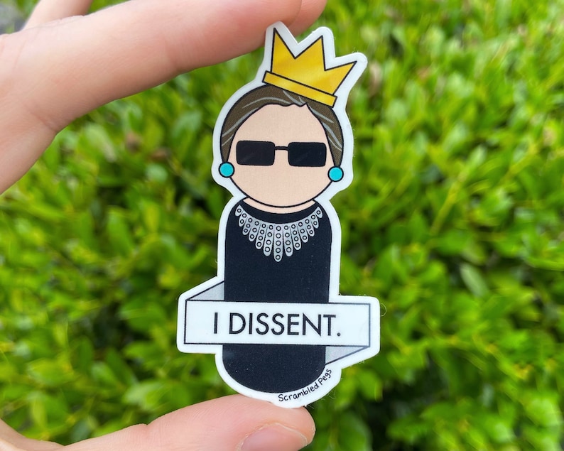 Ruth Bader Ginsburg I Dissent Notorious RBG Waterproof Sticker Laptop Sticker Feminist Gifts for Women Girls Nonbinary Decal Memorial SCOTUS image 1