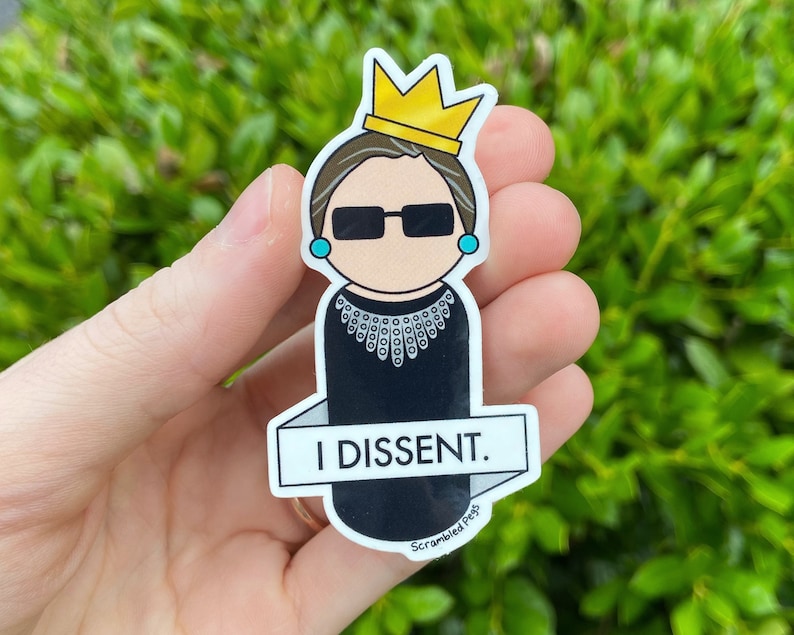 Ruth Bader Ginsburg I Dissent Notorious RBG Waterproof Sticker Laptop Sticker Feminist Gifts for Women Girls Nonbinary Decal Memorial SCOTUS image 2