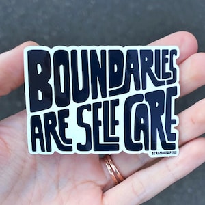 Boundaries are Self Care Motivational Sticker Waterproof Laptop Decal Gift for Nonbinary, Men, Women image 1