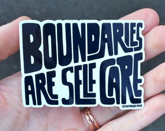 Boundaries are Self Care Motivational Sticker Waterproof Laptop Decal Gift for Nonbinary, Men, Women