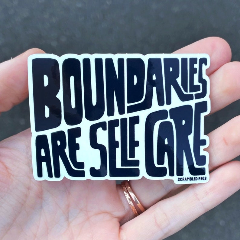 Boundaries are Self Care Motivational Sticker Waterproof Laptop Decal Gift for Nonbinary, Men, Women image 1