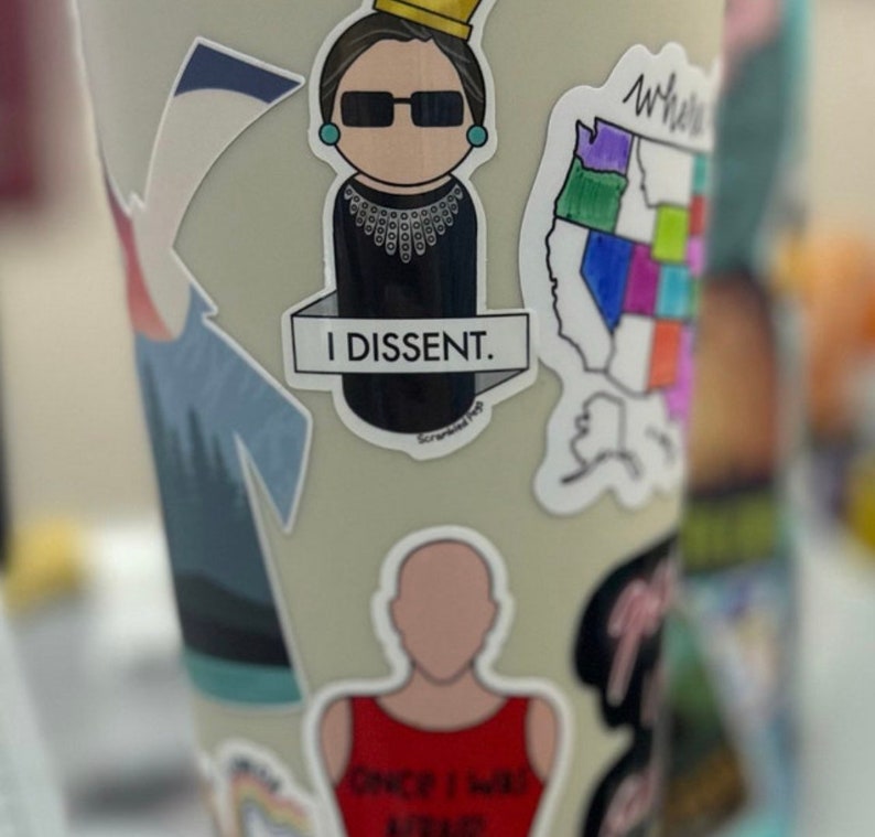 Ruth Bader Ginsburg I Dissent Notorious RBG Waterproof Sticker Laptop Sticker Feminist Gifts for Women Girls Nonbinary Decal Memorial SCOTUS image 4