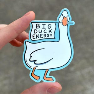 Adesivo in vinile impermeabile Big Duck Energy, lavabile in lavastoviglie, citazione divertente, regalo per gli amanti delle anatre, regalo per uomini e donne non binari, lavabile in lavastoviglie