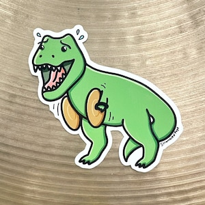 T-Rex spelen bekkens waterdicht sticker band kid percussie front ensemble marching band bekken lijn laptop sticker vaatwasmachinebestendig