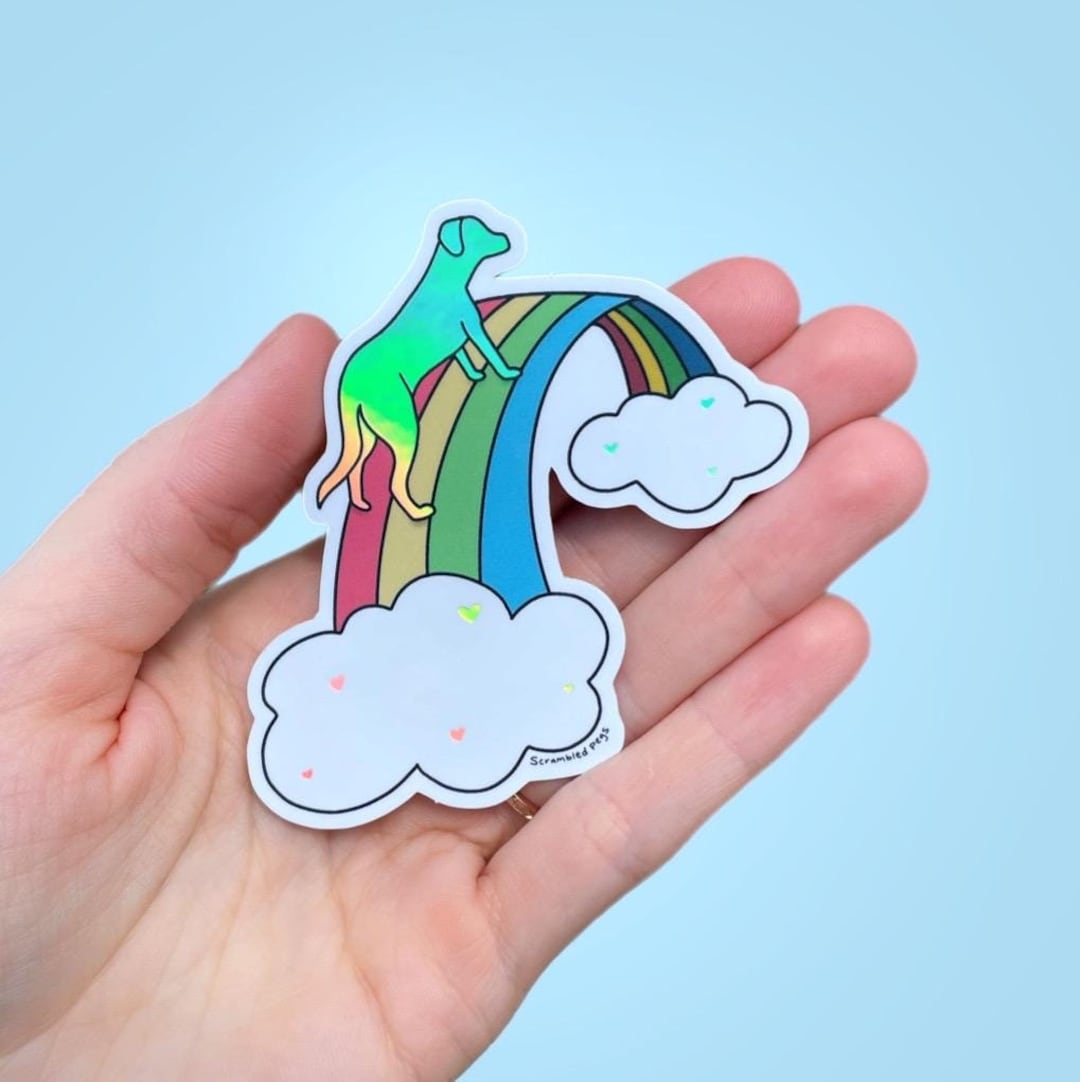 Rainbow Bridge Dog Holographic Waterproof Sticker Pet Loss Memorial ...