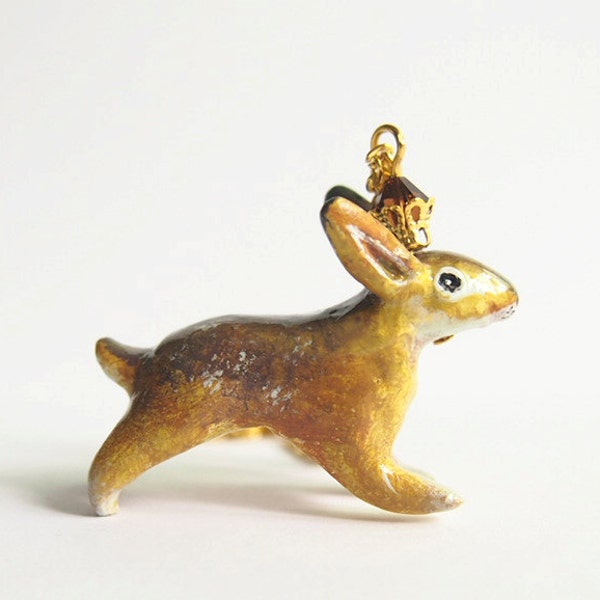 KING OF HARES - Handmade Polymer Clay Sculpture With a Swarovski Crystal